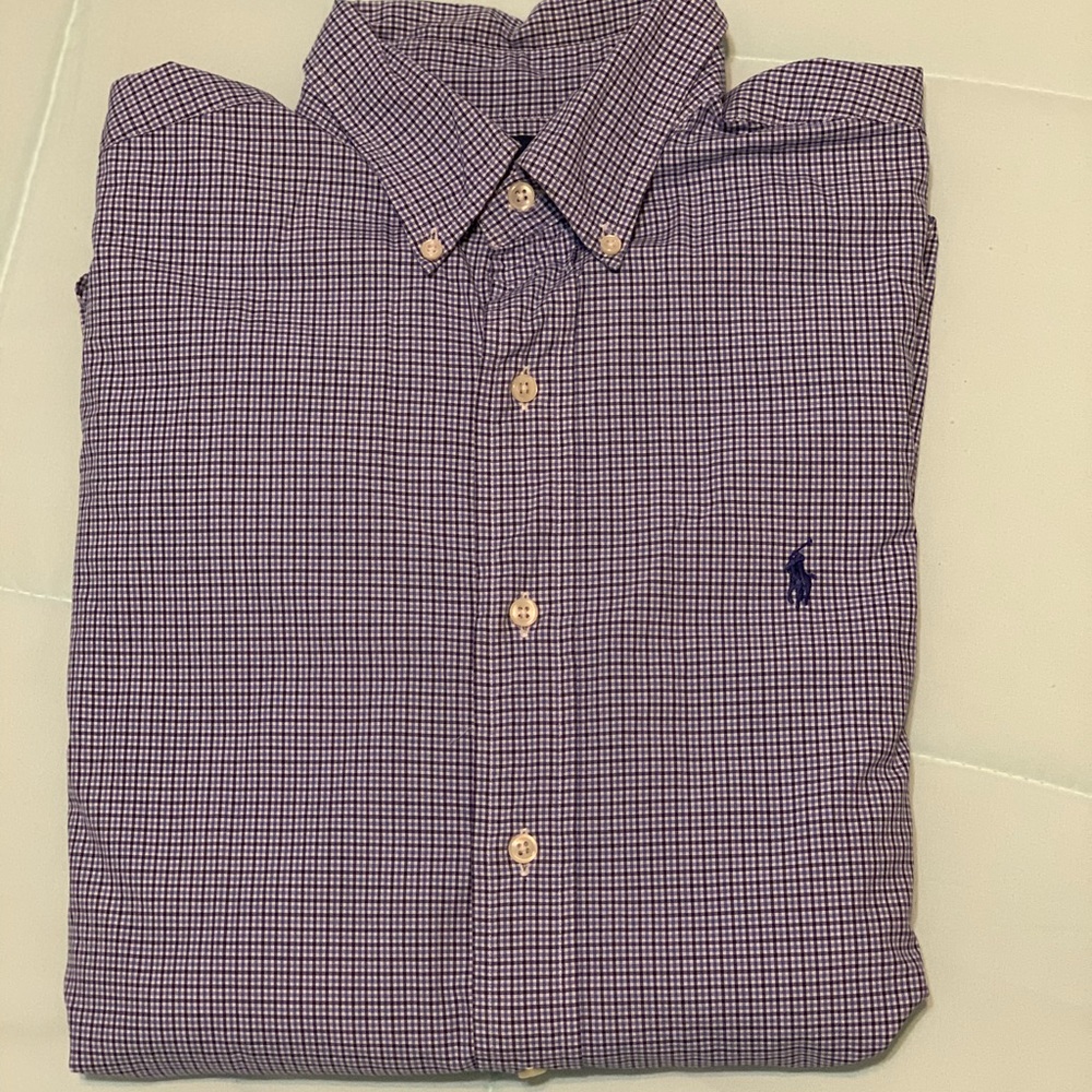 Long sleeve plaid polo Shirt (button down)